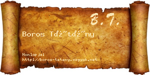 Boros Tétény névjegykártya